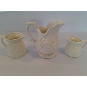 Enesco Vintage White Porcelain Pitchers/measuring cup set
